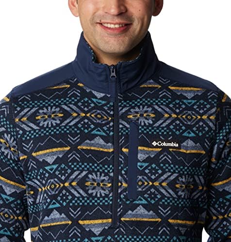 Sweater de Columbia Menor Weather II Imprimido Half Zip, Picos de xadrez da Marinha Collegiada, X-Small