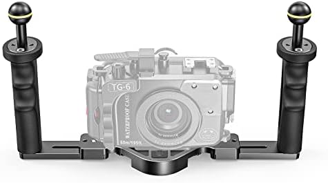 Bandeja de câmera subaquática de alça dupla, bandeja de câmera, alumínio estabilizador de videocultura de liga de alumínio com 2 braços