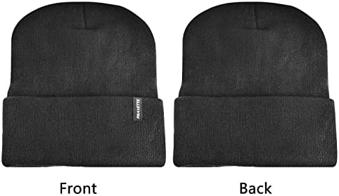 Chapéu de gorro de inverno Pravette com forro quente - Caps de caveira unissex de malha para homens e mulheres, preto/cinza