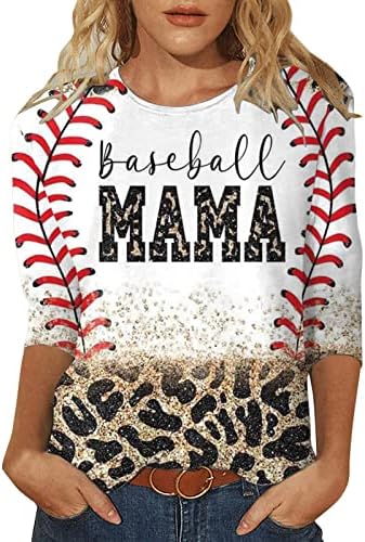 Camisetas femininas beisebol feminino imprimiu três quartos de manga t camisetas de primavera no verão tops casuais cetim manga