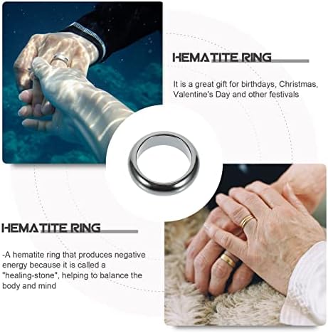 Doitool 5pcs hematita anéis de pedra unisatite anel de hematita anéis de hematita magnética Chakra Stone Gift para homens homens pretos