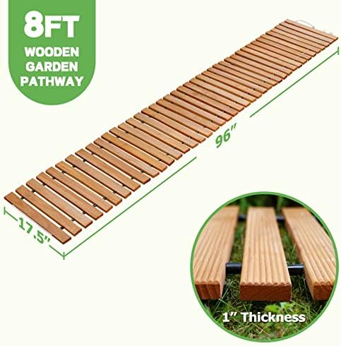 Pia de jardim de madeira de 8 ', passarela direta resistente ao clima de Piaomtiee, piso portátil portátil, piso de