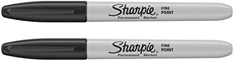 Marcadores permanentes de Sharpie, ponto fino, preto, pacote de 2