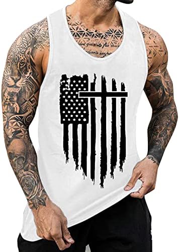 HDDK 4 de julho Tampo patriótico Tampo para homens, Retro American Flag Sleesess Summer Racerback Workout Gym Tanks