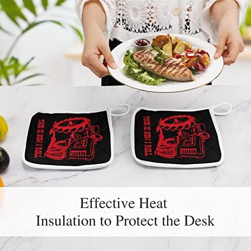 Suportes de panela de trator vermelho 8x8 PADs quentes resistentes ao calor Proteção de desktop para cozinhar Conjunto de 2