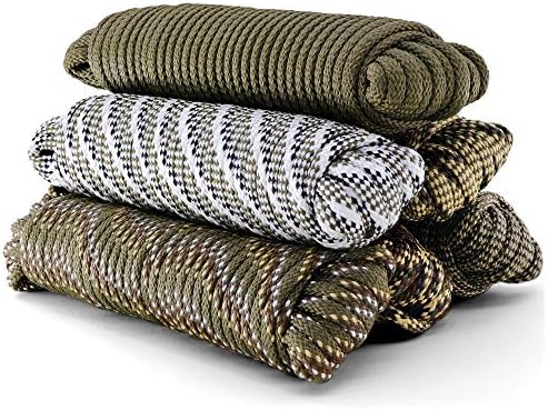 Corda trançada de camuflagem 1/4 polegada All Finalidade Cordamento utilitário leve forte Versátil Minimal Strend Strand Excelente retenção de nó perfeita para caça, acampamento, pesca - por pildex