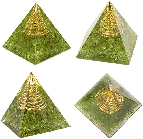 Yatming Orgone Crystal Pyramid Positive Energy Generator, Orgonite Peridot Stone Home Decoration for Meditation & Reiki
