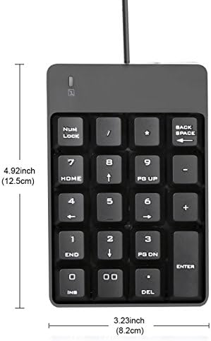 Seenda Wired Numeric Keypad, Cordeiro de 19 teclas Cordamento USB PAD NUMPAD externo Mini-teclado numérico portátil para PC/laptop/Notebook/Computador/Desktop com portas USB, preto