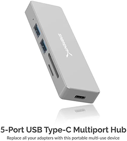 Sabrent 5 em 1 USB C Multi-Port Hub + USB Tipo-C Dual Adaptador HDMI