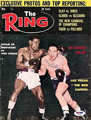 Gene Fullmer autografou a capa da revista Ring PSA/DNA #S49003 - Revistas de boxe autografadas