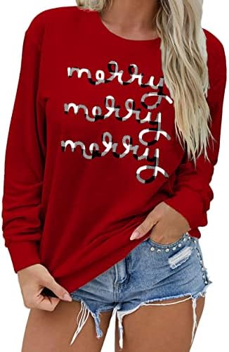 Camiseta de moletom de Natal Mulheres Mergulhadas e brilhantes Camiseta de Natal Funnamente Luzes de Natal Tops Camisas de férias