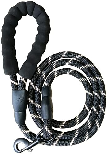 Milumia Pet Dog Leash com alça acolchoada corda de trela de chumbo de chumbo para cães pequenos médios grandes preto e branco