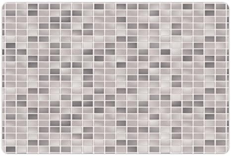 Tapete de estimação cinza lunarável para comida e água, telhas quadradas padrões de mosaico clássicos imprimem no fundo moderno da
