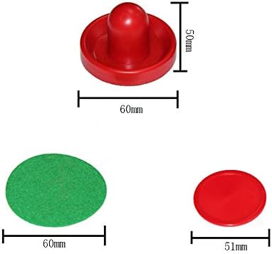 1 Definir mini empurradores de hóquei air e pucks de hóquei no ar grande alças de gols Pushers Pushers Goal lida com acessórios de substituição para tabelas de jogo 60 mm, vermelho