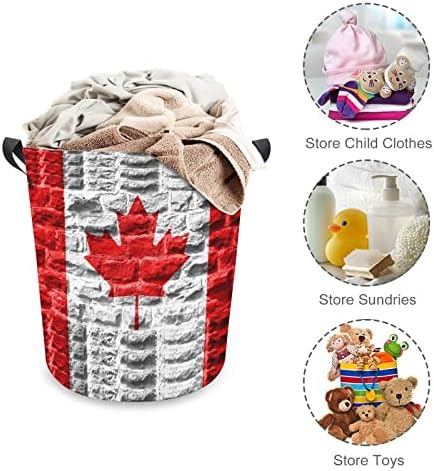 Lavanderia dobrável de bandeira canadense cesto de lavanderia cesto com alças de lavagem Bin Saco de roupas sujas para dormitório