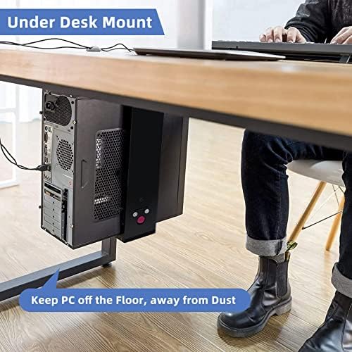 Sob montagem de PC para mesa para torre grande, serviço pesado e fácil ajustar a altura pressionando um botão, largura ajustável