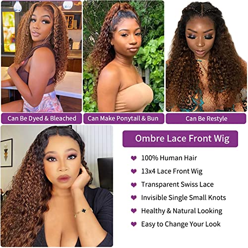 Ombre Lace Front Wig Human Human, 13x4 Transparente Lace Frontal Human Wigs Para mulheres negras de renda colorida perucas dianteiras pré -arrancadas com cabelos de bebê 150%