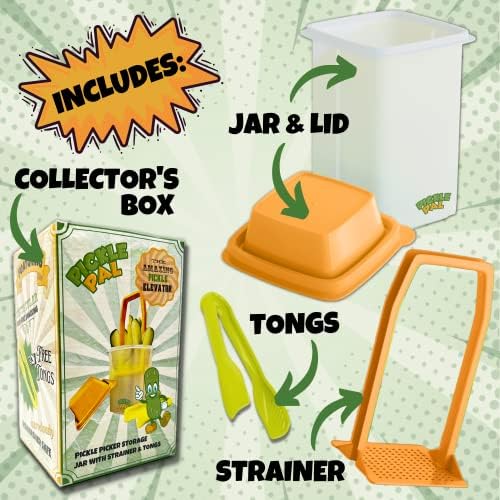 Recipiente em picles com o Sinder Jar - Picles Solder com Pickle Grabber | Container de jalapeno | Jarra de picles de 40 onças com