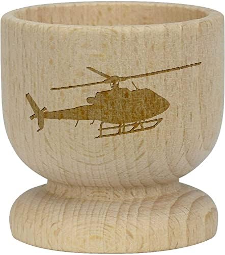 Azeeda 'helicóptero silhueta' copo de ovo de madeira