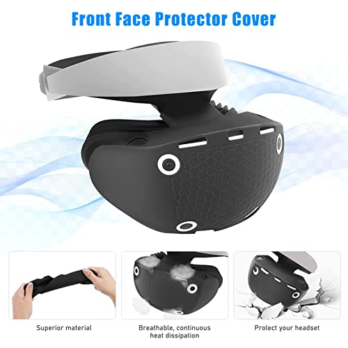 Tampa de protetor Tataco VR Conjunto para PSVR2, capa de fone de ouvido VR2 de silicone PlayStation VR2 e capa de pó da lente e garras do polegar do controlador de 2 pacote para acessórios PS VR2, à prova de suor e lavável