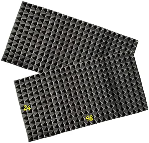 4 painéis de espuma acústica de embalagem Painel de acústica de acústica preto Pirâmide grande placa de espuma absorvente de som 48