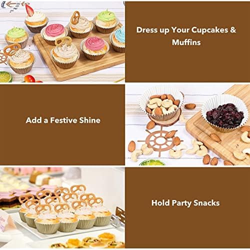 Gifbera Natural Metallic Foil Cupcake Liners - Tamanho padrão Copo de cozinha de bolas de muffin para celebração, 200 acusações