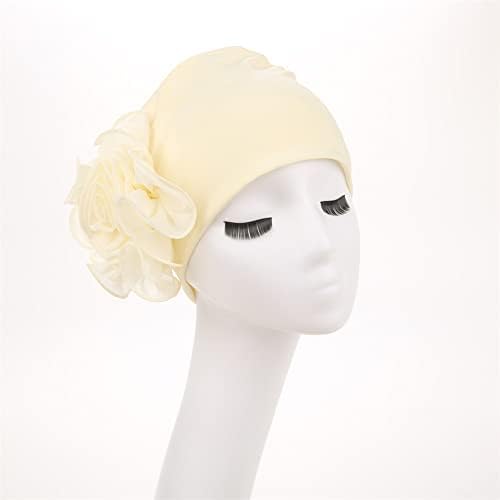 Yyaojhao Chemo Turban Hats for Women - Elastic Flower Beanie Headwrap Caps Grate de cor sólida para cobertura de cabelo