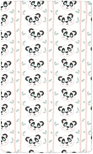 Folha de berço com tema com panda, lençóis de berço padrão folhas de colchão de berço macio e respirável lençóis de colchão