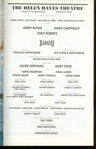 Xanadu, Broadway Playbill + James Carpinello, Kerry Butler, Jackie Hoffman, Mary Testa, Tony Roberts, Curtis Holbrook, Anika Larsen, Kenita R. Miller