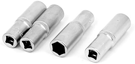 Aexit 1/4 Chaves quadradas de acionamento de 10 mm de 6 pontos de 6 pontos de soquete de soquete de prata Tom 4pcs