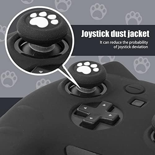 Switch Pro Controller Skin, Cut Switch Cath Switch Pro Controler Case de silicone com Switch Pro Controller Caps de garra e adesivos de design de pata de gato - preto