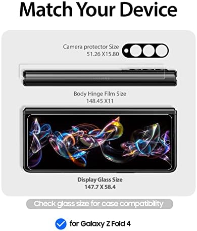 [New Hinge] Protetor de tela de vidro EZ Whitestone para Galaxy Z Fold 4 2022, Cobertura completa Escudo de vidro temperado