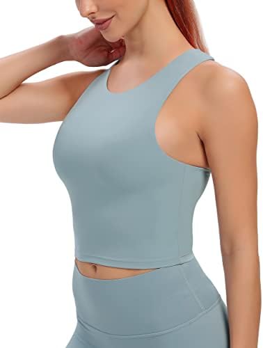 Bonvigor Sports Bras for Women Women Workout Crop Tampo com tampas de colheita com Bra Athletic Athletic Longline acolchoado camisas