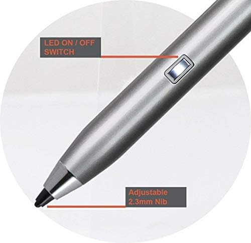 Broonel Silver Mini Fine Point Digital Active Stylus Pen compatível com o ASUS ZenBook UX410UA 14 polegadas | ASUS ZenBook Ux430ua 14 polegadas