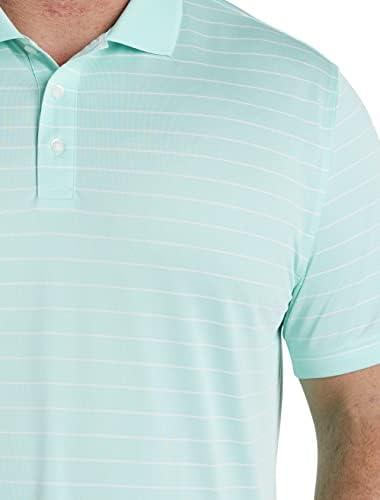 DXL Grande e alto itens essenciais de golfe listrado camisa pólo, aqua/branco