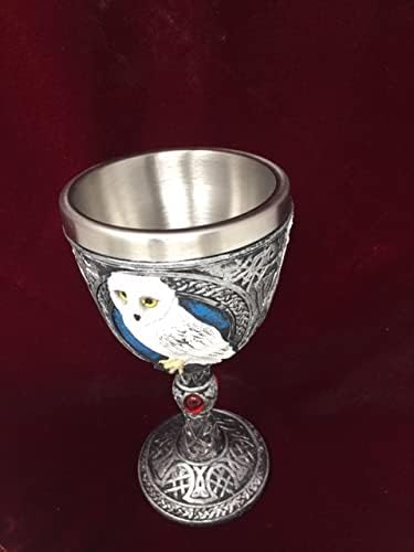 Wise Owl Goblet Chalice Gótico Decoração Coruja Coleção Ornamento de Estilo Medieval