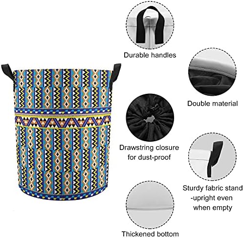 Tribal Africano Kente Padrão étnico Round Laundry Sacos cestos de armazenamento de cesto à prova d'água com alças e tampa de fechamento