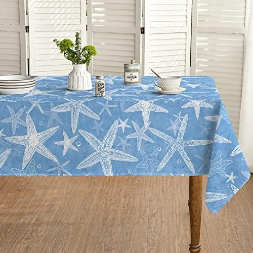 Horaldaily Summer Spring Tolera de mesa 60x60 polegadas, capa de mesa de estrela do mar para decoração de jantar de piquenique