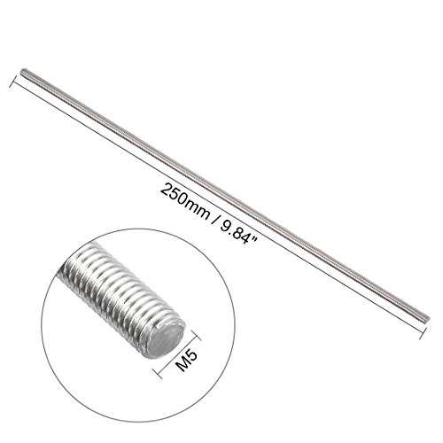 UXCELL M5 x 250mm haste totalmente rosqueada, 304 aço inoxidável, fios à mão direita