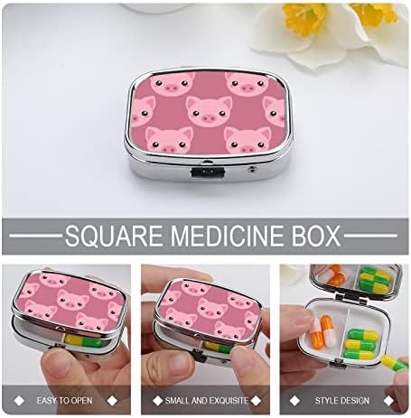 Caixa de comprimidos Pink Pink Pig Square Case Caso de comprimido portátil Pillbox Vitamina Organizador Organizador de comprimidos