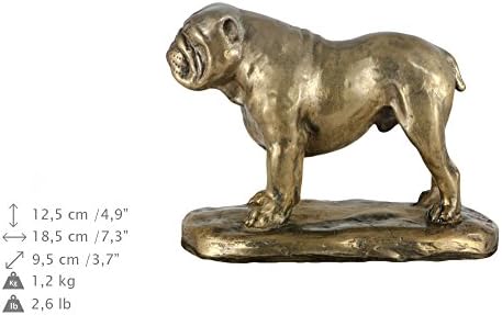 Bulldog inglês, urna para cães Ashes Memorial com estátua, nome do animal de estimação e citação - Artdog personalizado