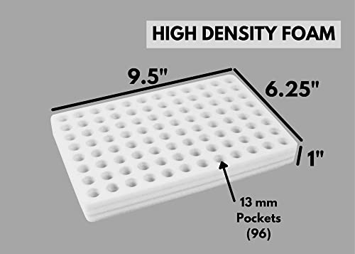 Organizador de armazenamento de espuma branca de baleia polar O organizador de suporte de laboratório de laboratórios possui 96 frascos de amostrador HPLC se encaixa em até 13 mm de diâmetro