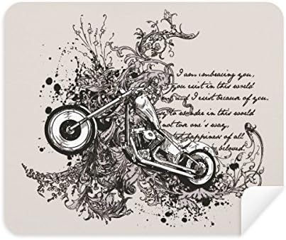Motocicleta Texto Padrão de flor Ilustração Limpeza de pano Limpador de tela 2pcs Tecido de camurça