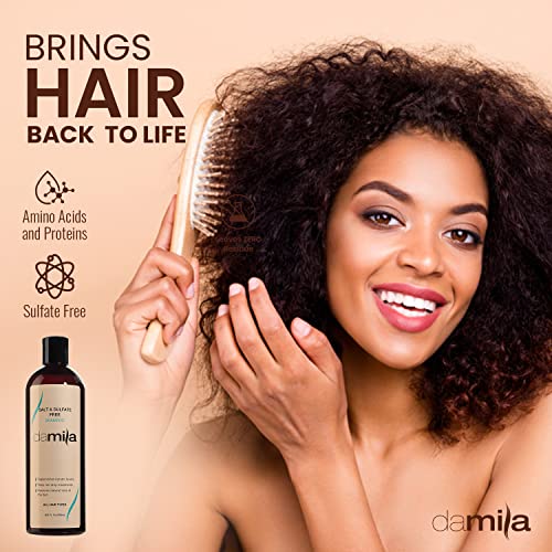 Shampoo livre de sal e sulfato de Damila para queratina e cabelo tratado a cores - perfeito para cabelos danificados, crespos,