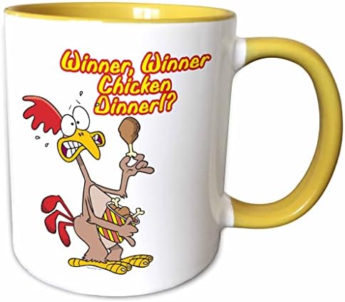 Jantar de frango com vencedor 3drose Humor de ironia de dois tons caneca, 11 oz, preto/branco