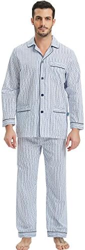 Conjunto global de pijamas masculinos, de algodão com cordão de punho de algodão conjunto com top e calça/fundo