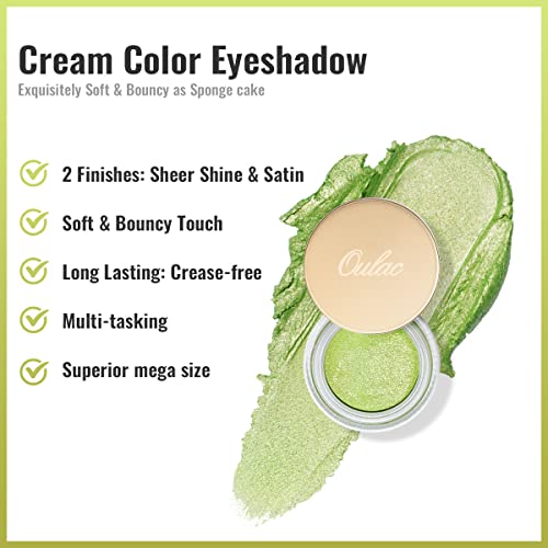 Oulac Lemon Green Cream Eyeshadow Altamente Pigmentado sombra de olho à prova d'água e duradouro para mulheres com fórmula hidratante. Sombra dos olhos brilho para maquiagem dos olhos mais marcantes. Capacidade de grande capacidade 0,42 oz.