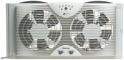 Holmes Dual 8 Blade Twin Window Fan com LED One Touch Termostat Control