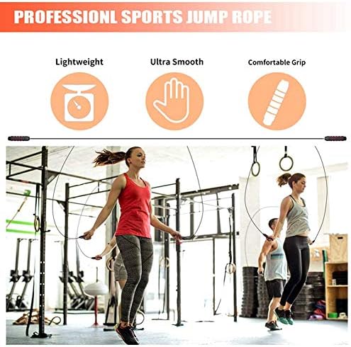 Redificar corda de salto ajustável para fitness, exercícios JumPrope for Men Mulher e Kids Workout, Rapid Speed ​​Jumping corda