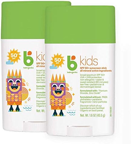 Babyganics SPF 50 Tamanho da viagem Crianças Proteção solar UVA UVB Proteção | Resistente à água e suor | não alergênico, 1,6 onças